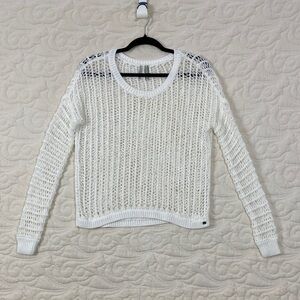 Guess Open-Knit Sweater White Size XS
